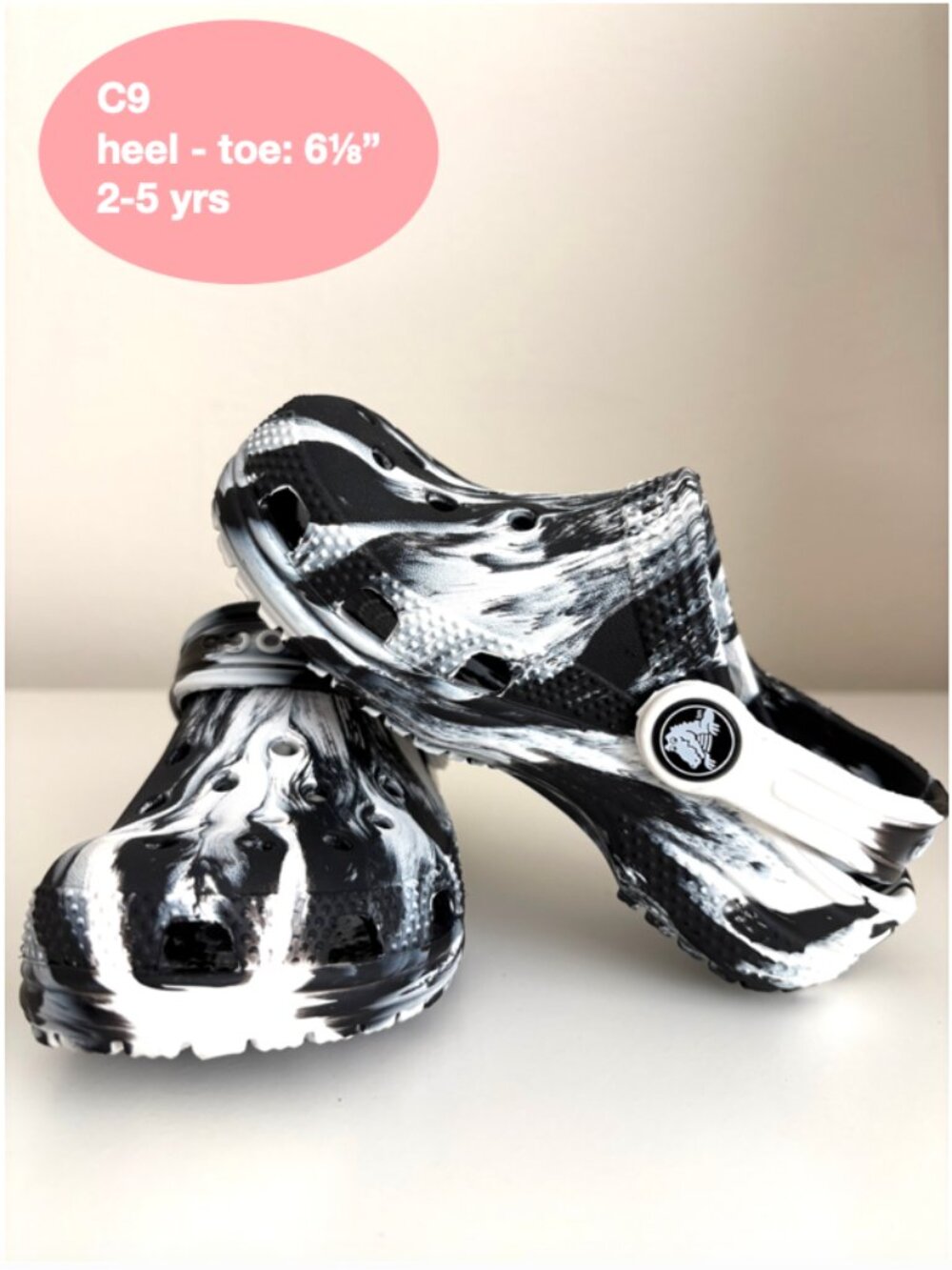 2/$29 Crocs kids toddlers clogs size C9 black white